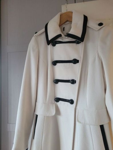 Military Style White Winter Coat