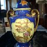 Vintage Twin Handled Japanese Cobalt Blue & Gold Lidded Urn or Amphora Vase, Postage available or Collection Image 2
