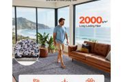 Indoor Plush Area Rugs, 2.44 x 3.05m Plush Carpet, Area Rugs Furry with Long Plushs Pile, Thick &amp; Durable High-Pile Rug for High-Traffic Areas, Non-Shedding &amp; Non-Slip Backing, Blue-Gray