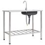 Camping Sink Single Basin with Tap Stainless Steel Image 5