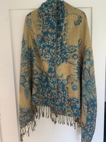 Large Gold & Turquoise Scarf