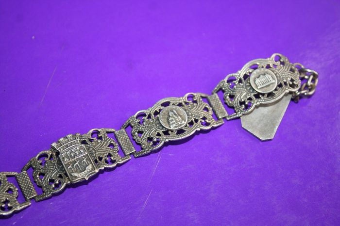 Vintage Turkish Silver Filigrane Depose Paris Souvenir Bracelet 8"