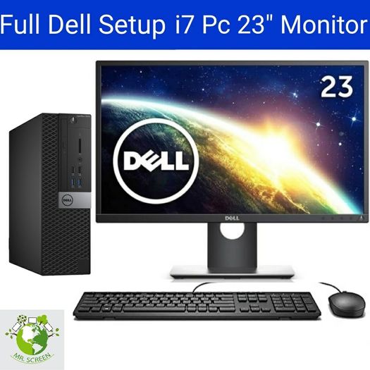 DELL OptiPlex 7050 SFF / Intel Core i7-6700 Vpro Processor Quad Core, USB-C, 16gb Of Ram 512GB M.2 SSD with Dell P2317H 23" Monitor and Brand-new Dell USB Keyboard and Mouse QWERTY - UK - Black