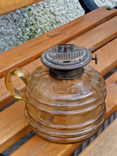 Amber Antique Finger Oil Lamp Base
