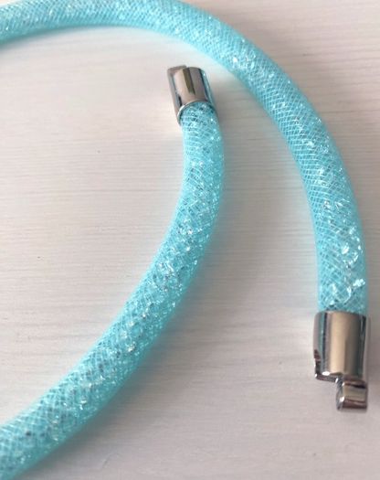 Swarovski Crystaldust Three Spiral Wrap Bangle, Blue Crystals