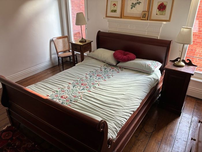 Traditional Wooden Double Bed + Bedside Tables