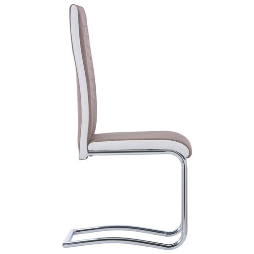 Cantilever Dining Chairs 6 pcs Brown Fabric