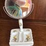Vintage yellow rose pattern ceramic cottagecore shaving/ beauty mirror Image 2
