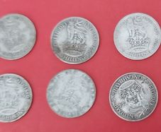 England 10 X 1920's 50% Silver Shilling Coins