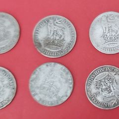 England 10 X 1920's 50% Silver Shilling Coins