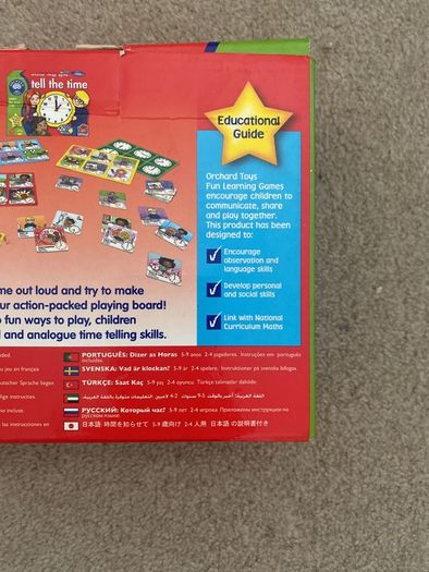 Educational Board Game Tell the Time