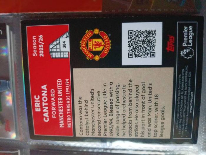 Eric Cantona Retro Threads 1993/94 Topps Manchester United Card