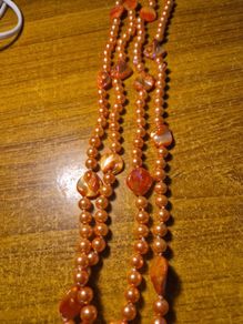 Vintage Unique Moulded Lumpy Coral and Beads Necklace