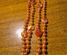 Vintage Unique Moulded Lumpy Coral and Beads Necklace