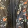 Vintage Zara Oriental Flower Print Navy Silk Jacket Image 5
