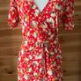 dress mini & Other Stories Printed Scallop Wrap Mini Dress Women's Red Floral size 10 Image 8