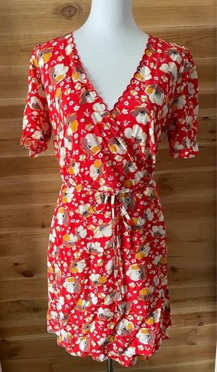dress mini & Other Stories Printed Scallop Wrap Mini Dress Women's Red Floral size 10