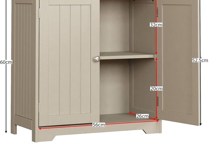 Under Sink Bathroom Cabinet Floor Standing Storage Cupboard Basin Unit, Grey