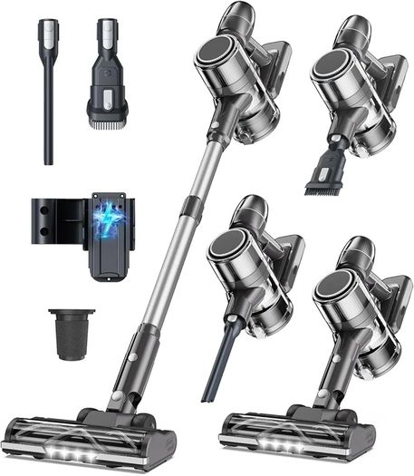 Cordless Vacuum Cleaner Stick Vacuums - Powerful Lightweight Electric Brooms Upright Handheld Wireless Bagless Battery Rechargeable Cleaners Anti Hair Wrap for Pet Stair Carpet Car Home