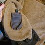 HUGO BOSS Men Dark Tan Faux Sheepskin & Fleece Jacket Coat Image 3