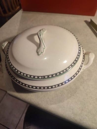 Black And White Tureen Casserole Dish Imperial Porcelain Vintage