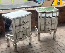 Pair of mirrored bedside lockers, excellent condition, quick sale