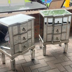 Pair of mirrored bedside lockers, excellent condition, quick sale