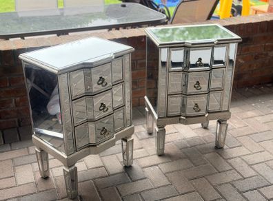 Pair of mirrored bedside lockers, excellent condition, quick sale