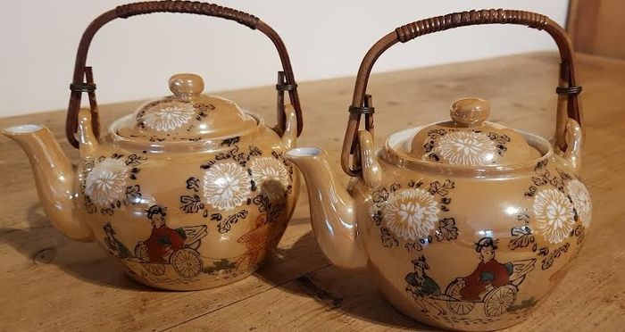 Vintage Pair Porcelain Japanese Teapots