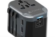 Universal Travel Adapter, International Travel Plug Adapter with 2 USB-C and 2 USB Ports, All in One Plug Adaptor with Dual Safety Fuses, UK to European Plug Adaptor for EU USA Australia etc