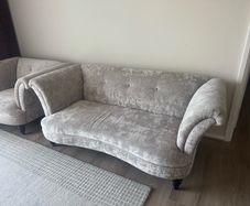 Modern Velvet Sofa + Armchair Set (excellent condition like new)