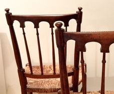 Pair of Edwardian Banister Back Chairs - Stunning!