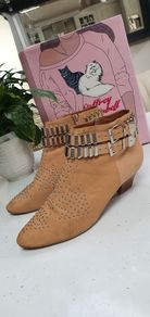 JEFFREY CAMPBELL Benater Nude Leather ankle boots Sz 8UK - Rrp 205 (New)