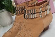 JEFFREY CAMPBELL Benater Nude Leather ankle boots Sz 8UK - Rrp 205 (New)