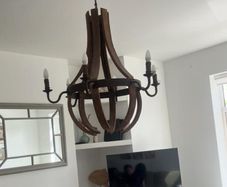 Rustic Chandelier (Wood and wrought-iron style)
