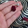 Clip on red rose earrings Image 2