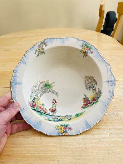 Antique Hand Painted Ceramic Bowl