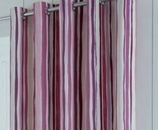 Pink/Purple/Cream Stripe Eyelet Curtains