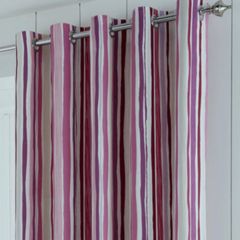 Pink/Purple/Cream Stripe Eyelet Curtains