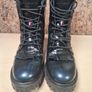 womens TOMMY HILFIGER ICONIC POLISHED LEATHER Boots black blue 8 eyelet lace up Size UK 6.5 EU 40 similar to dr martens Image 3