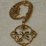 Antique Edwardian 9ct Gold Green Garnet Openwork Pendant & Belcher Chain Necklace Image 3