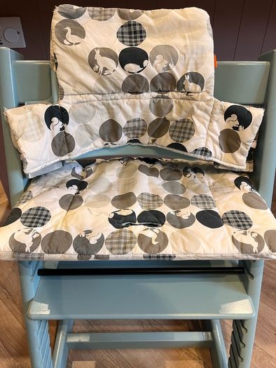 Tripp Trapp High Chair with matching baby set and fabrics
