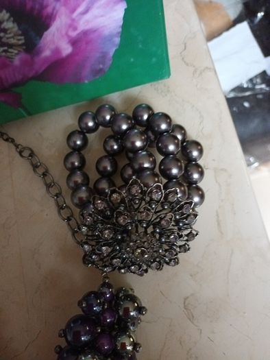 Purpke Poppy Costume  Necklace & .Bracelet. Length  - 8"-9".Add Up  Already.