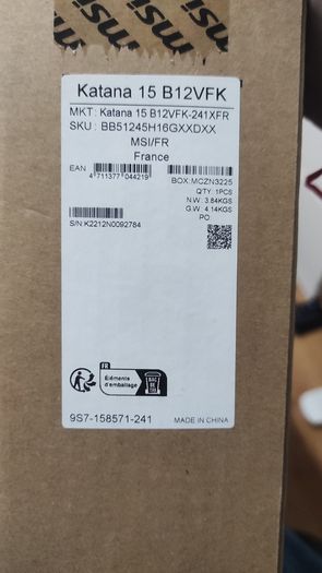 Msi Katana 15 B12vfk I5-12450h , Rtx 4060 , 16gb , 512gb