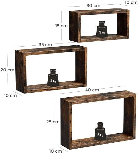 New Set of 3 Cube Rustic Shelves - FREE P&P
