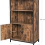 _Bookcase, Book Cabinet, Office Shelf, Kitchen Cabinet with 2 Open Compartments, 1 Shelf with Cupboard Doors, Multifunctional, Industrial Design, Vintage Brown/Black Image 3