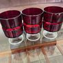 6 Vintage MCM Luminarc Cavalier Ruby Red with Smoked Glass Bowl Dessert Glasses Sherbet Cups French 1960 70s Image 4