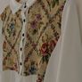 Floral long sleeve blouse for women, elegant bottoned neck, casual wear, white, Image 3
