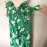 Green and white tropical print  cold shoulder dress 2XL Uk 18 includes post Image 3