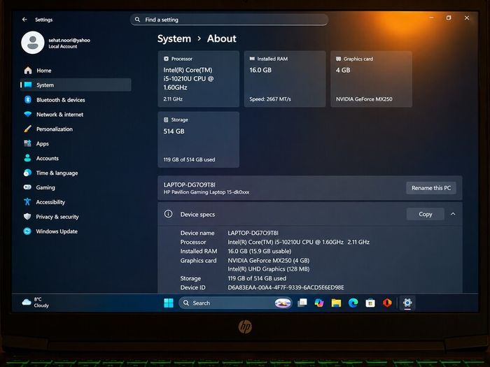 Gaming laptop gtx 1650 TI 1TB i5 10th generation